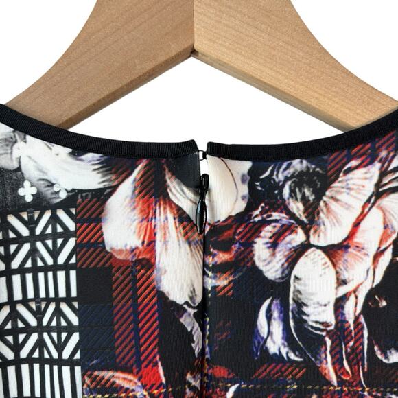 Clover Canyon Ashford Castle Dress Medium Neoprene Short Sleeve Bodycon Mini - Picture 6 of 14